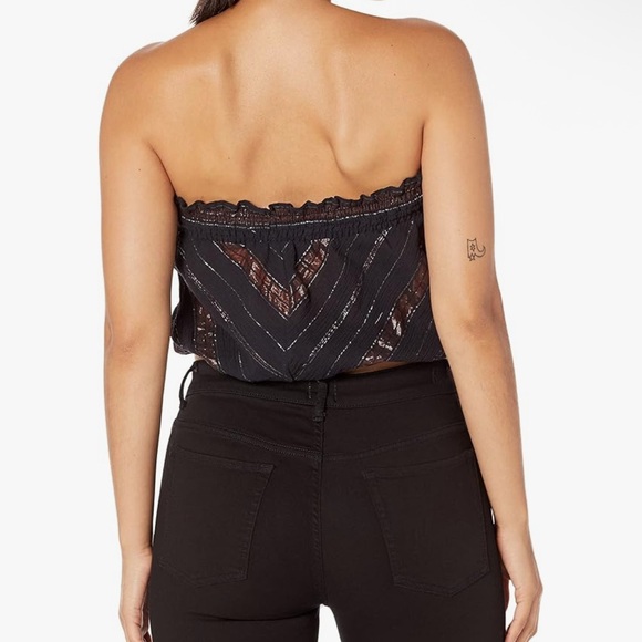 Ramy Brook Olivia Metallic Stripe Strapless tube top cotton beach Cover Up NWT - Picture 2 of 10